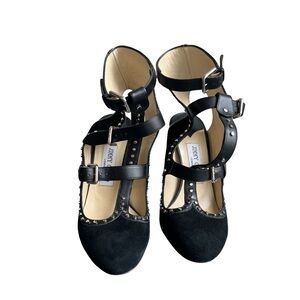 Jimmy Choo Black Strappy Studded Heels